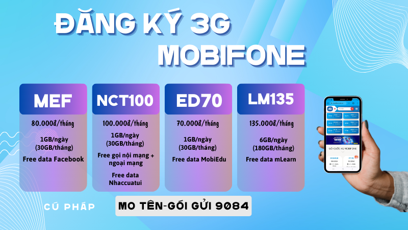 Hướng dẫn các bước đăng ký 3G Mobi 7 ngày qua tin nhắn và ứng dụng