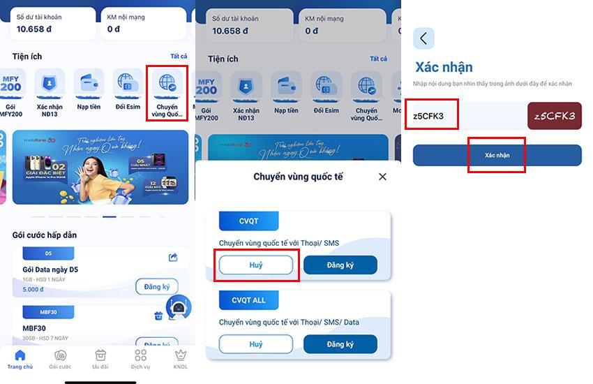 Hướng dẫn hủy chuyển vùng quốc tế Mobifone qua ứng dụng My Mobifone