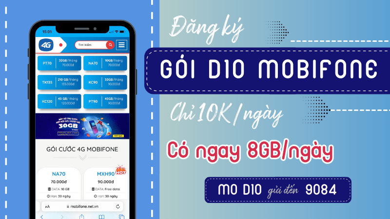 Thông tin chi tiết và ưu đãi của gói cước DC10 Mobifone