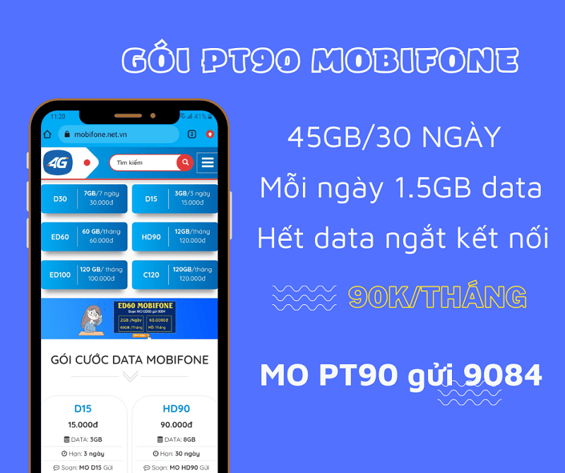 Thông tin chi tiết về gói PT90 Mobifone và ưu đãi data hấp dẫn