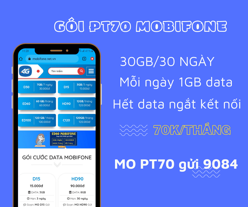 Tổng quan về gói PT70 MobiFone và ưu đãi hấp dẫn