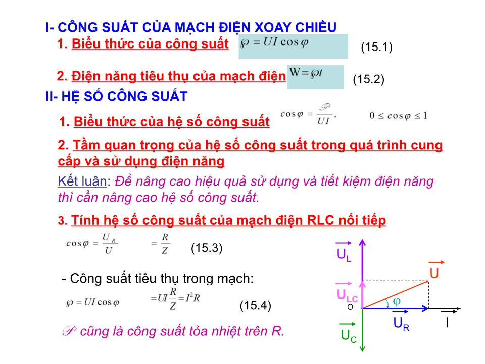 Công suất trong mạch điện xoay chiều