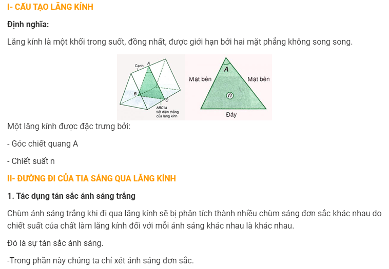 Công thức lăng kính và các thành phần cơ bản