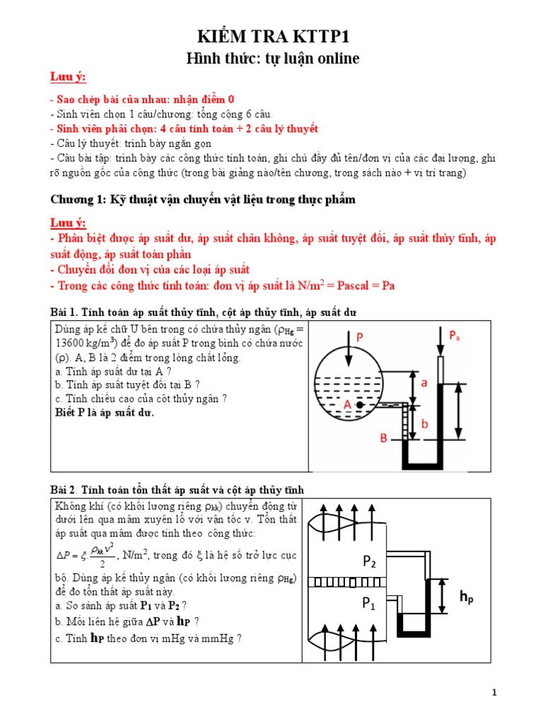 Công thức tính áp suất tuyệt đối