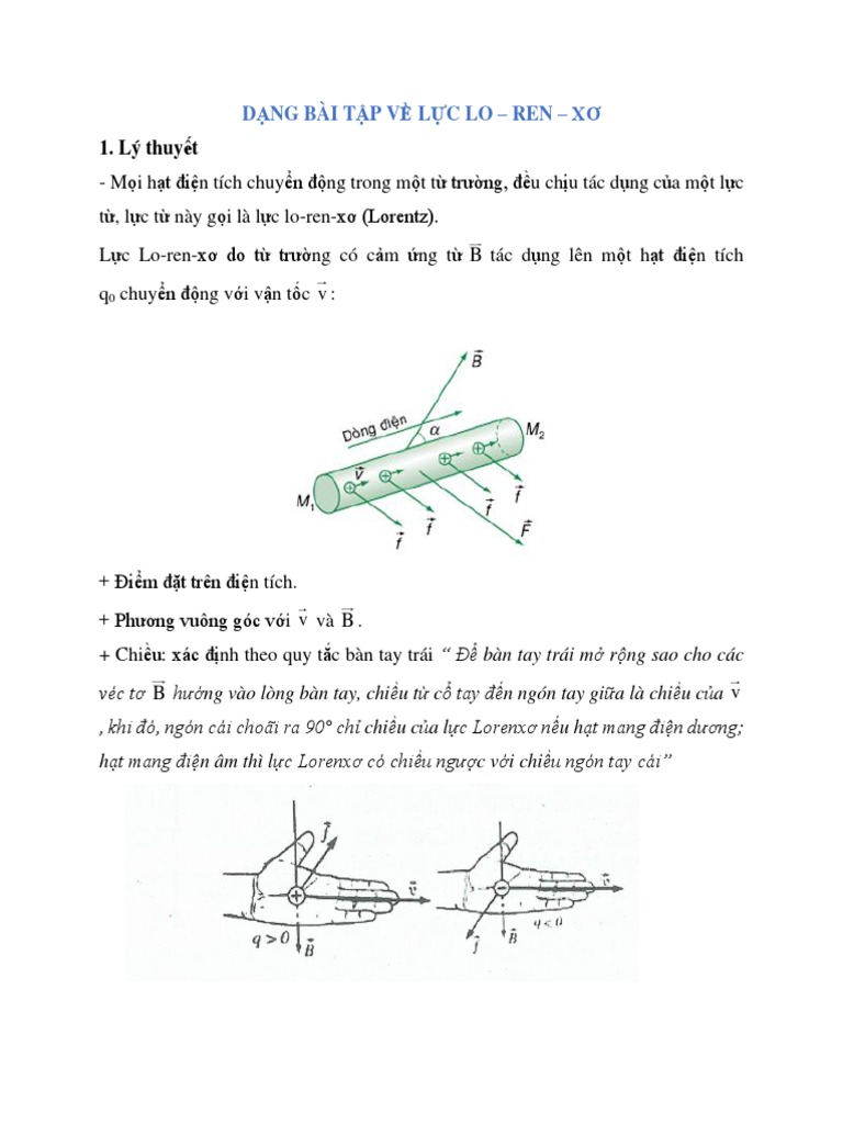 Hướng dẫn áp dụng công thức lực Lorenxo trong bài tập