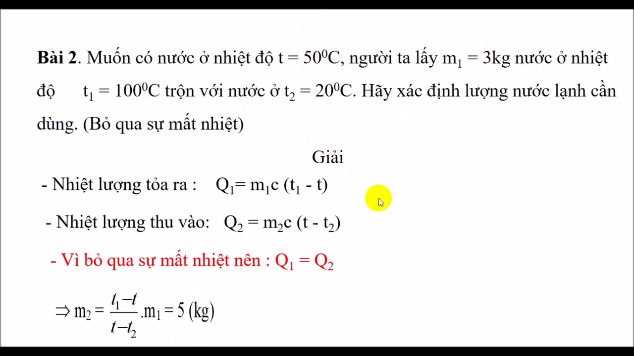 Phương pháp tính nhiệt năng và nhiệt lượng trong các bài toán