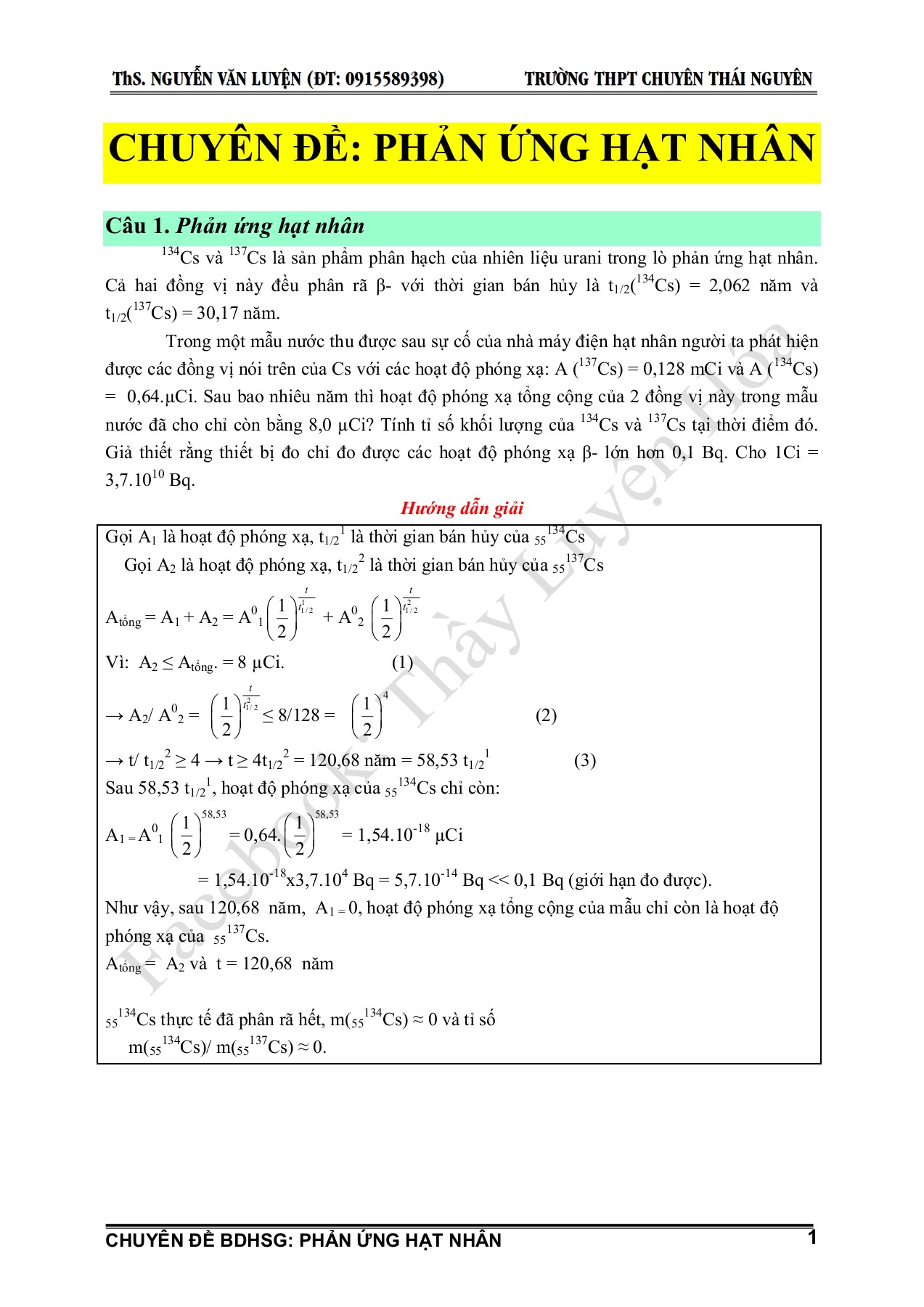 Phương pháp tính toán số hạt nhân và nguyên tử phóng xạ