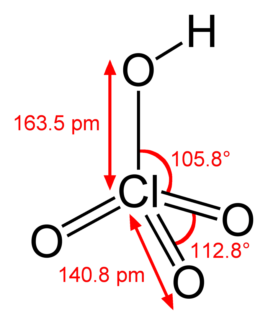 Axit pecloric có công thức HClO4 và cấu tạo phân tử