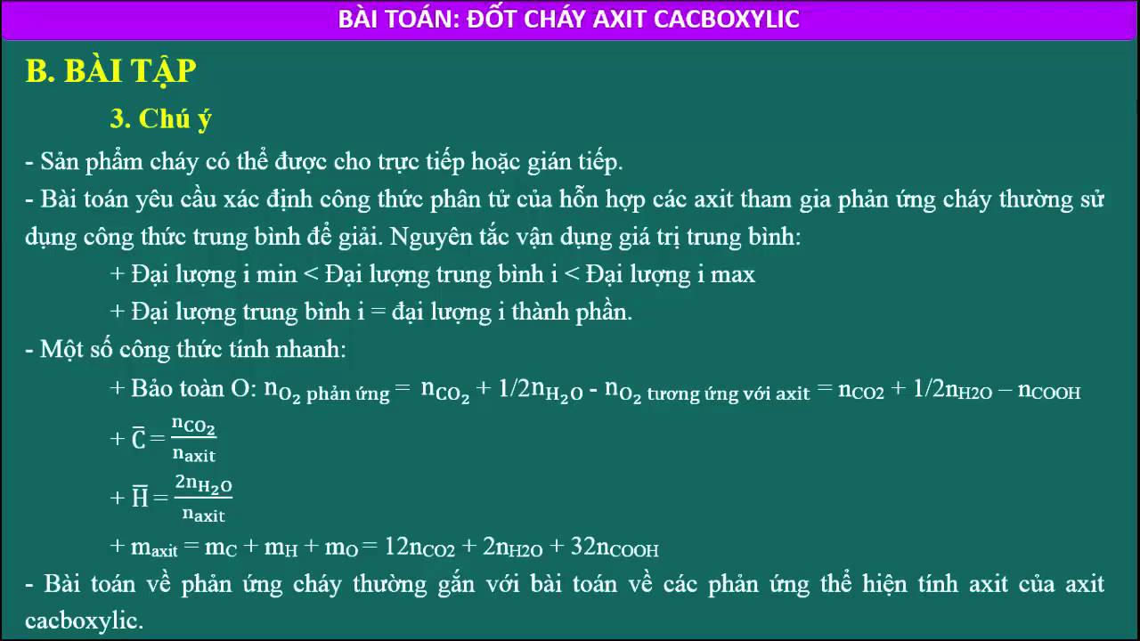 Bài tập và phương pháp giải về axit cacboxylic