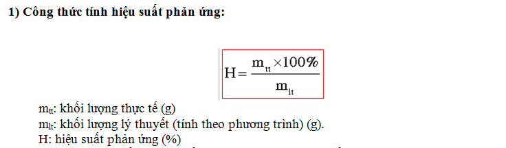 Cách tính hiệu suất phản ứng đơn giản và chính xác