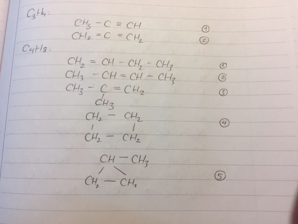 Công thức cấu tạo của C4H8