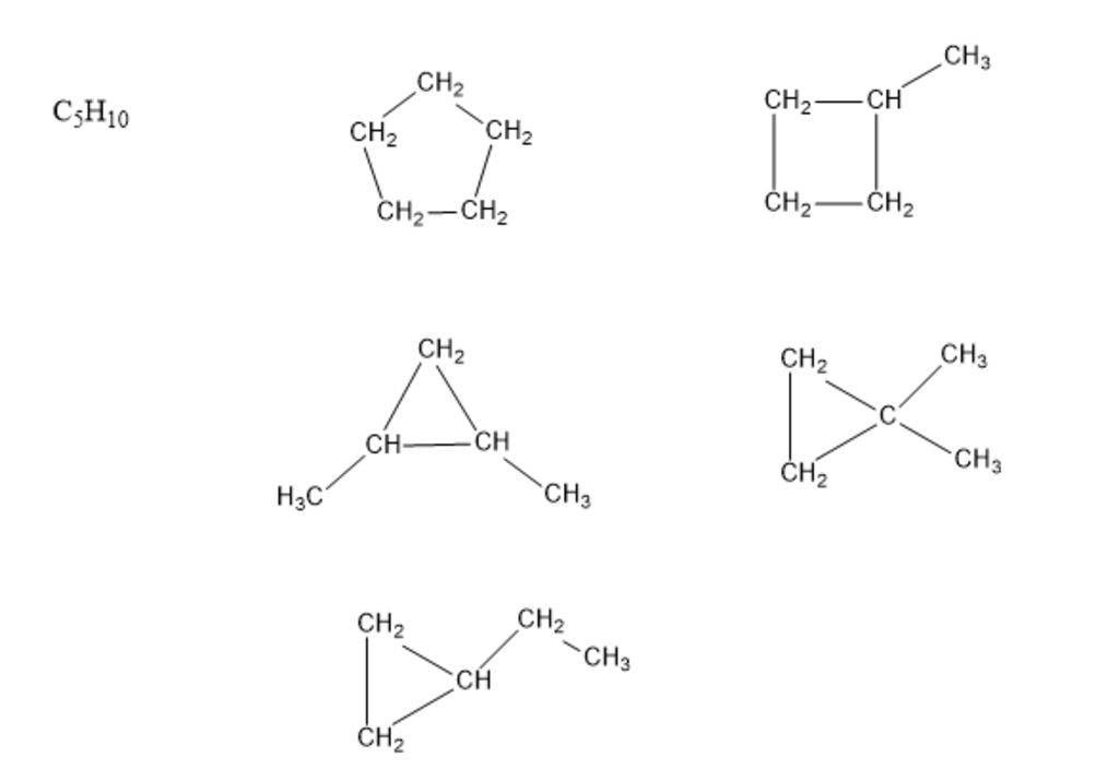 Công thức cấu tạo của C5H10 và các dạng đồng phân