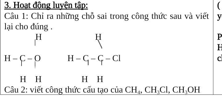 Công thức cấu tạo của CH3Cl