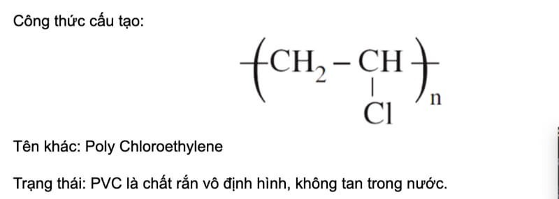 Công thức hóa học và cách viết PVC