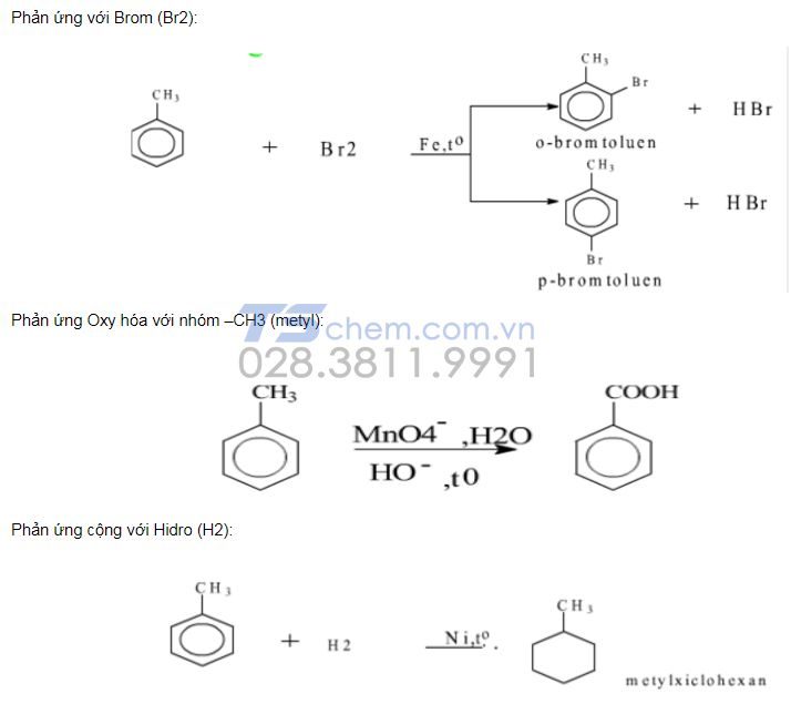 Công thức phân tử của toluen là C7H8