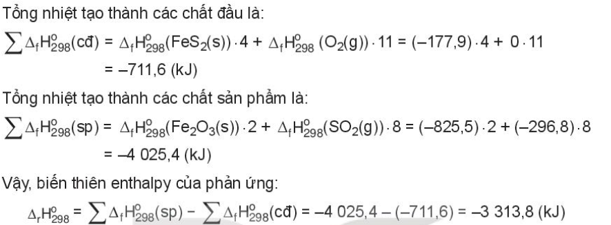 Công thức tính biến thiên enthalpy trong phản ứng hóa học