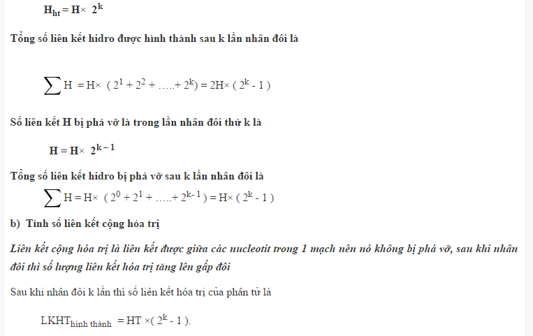 Công thức tính liên kết hidro trong phân tử