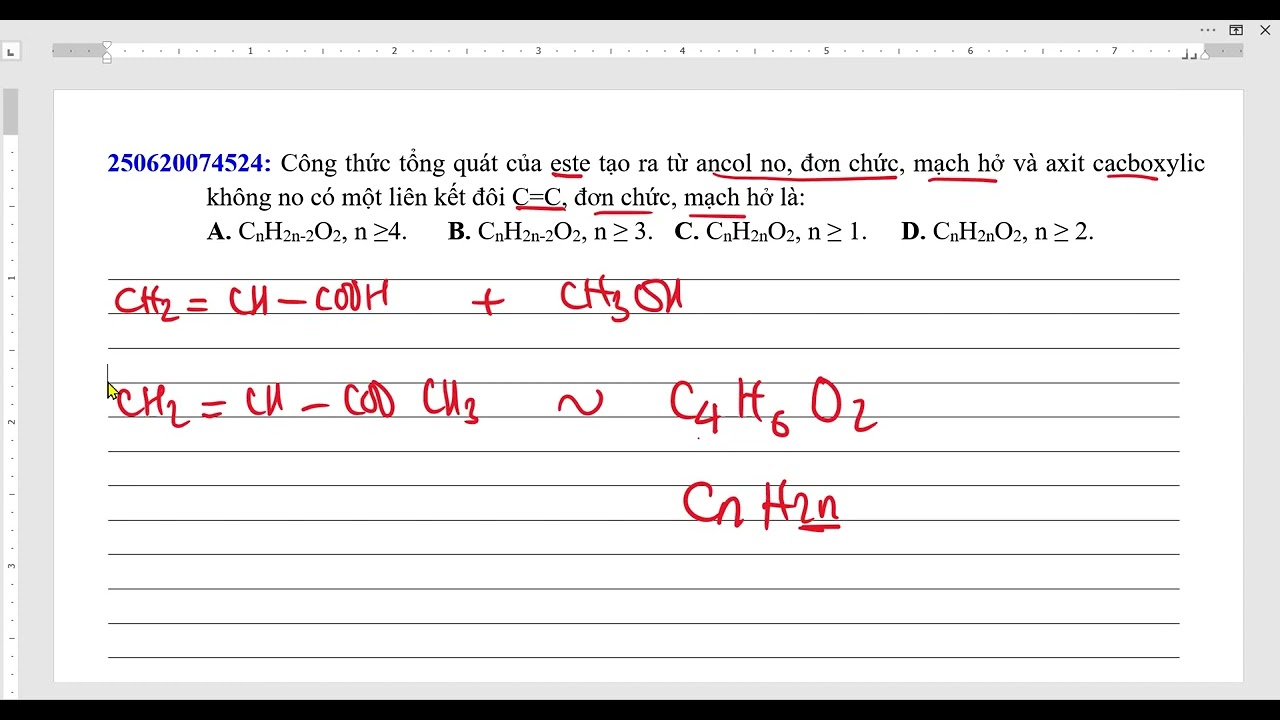 Công thức tổng quát của ancol