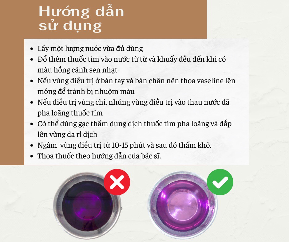 Hướng dẫn pha và sử dụng thuốc tím an toàn