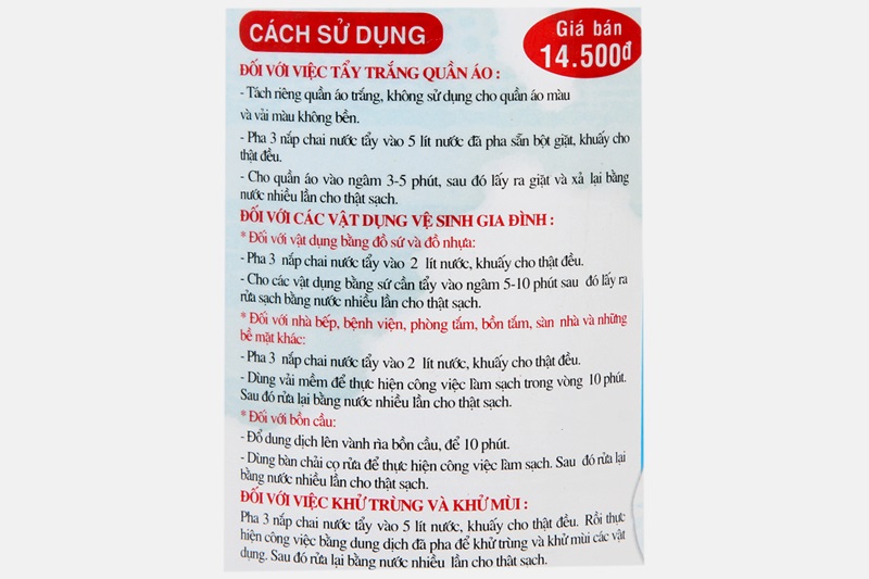 Những lưu ý quan trọng khi sử dụng nước Javen