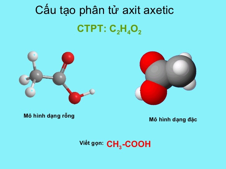 Tìm hiểu về axit axetic và các dạng biểu diễn công thức hóa học